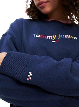Sweat Tommy Jeans - Logo multicolore pour Femme
