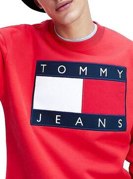Sweat Tommy Jeans Flag Rouge Pour Homme