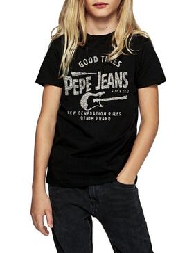 T-Shirt Pepe Jeans Terry Black Pour Garçon