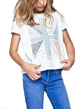T-Shirt Pepe Jeans Cassiopeia White Pour Fille