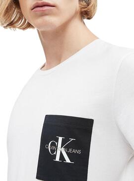T-Shirt Calvin Klein Monogram Pocket Blanc