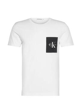 T-Shirt Calvin Klein Monogram Pocket Blanc
