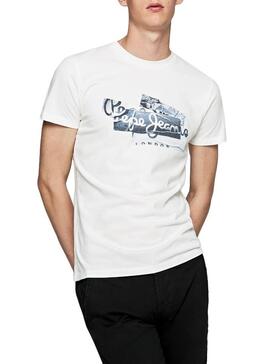 T-Shirt Pepe Jeans Bobby Blanc Pour Homme