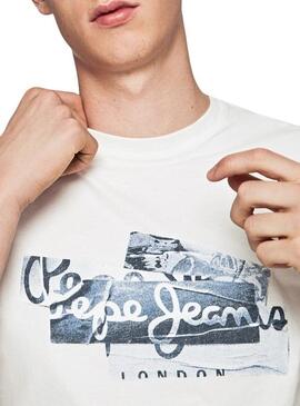 T-Shirt Pepe Jeans Bobby Blanc Pour Homme
