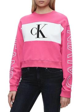 Sweat Calvin Klein Blocking Logo rose Femme