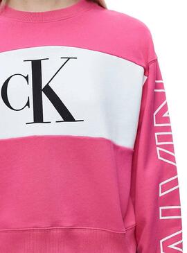 Sweat Calvin Klein Blocking Logo rose Femme