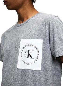 T-Shirt Calvin Klein Jeans Round Logo Gris Homme