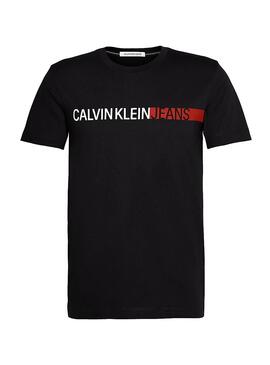 T-Shirt Calvin Klein Jeans Stripe Black Homme