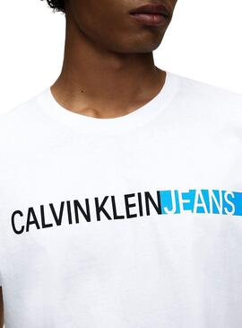 T-Shirt Calvin Klein Jeans Stripe Blanc Homme