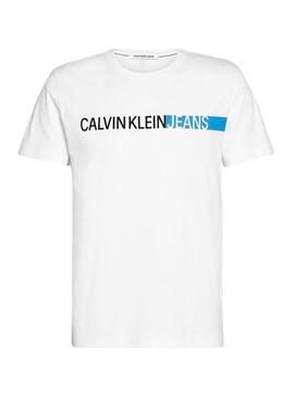 T-Shirt Calvin Klein Jeans Stripe Blanc Homme