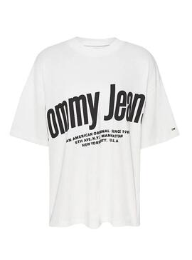T-Shirt Tommy Jeans Diagonal Blanc Femme