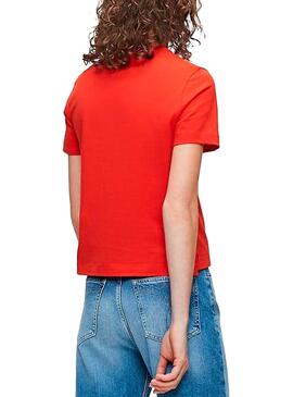 T-Shirt Calvin Klein Jeans Round Logo Rouge Femme