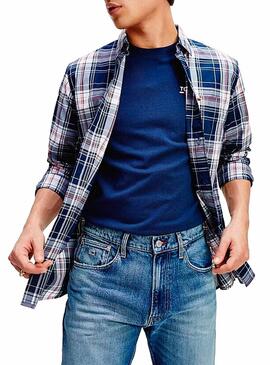 Chemise Tommy Jeans Essential Check Bleu Homme