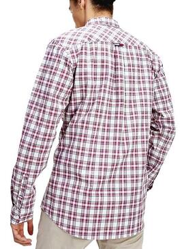 Chemise Tommy Jeans Essential Check Blanc et Rouge