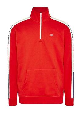 Sweat Tommy Jeans Mock Rouge Homme