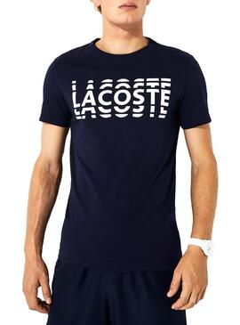 T-Shirt Lacoste Multiple Logo Bleu Marine Homme