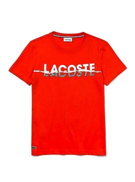 T-Shirt Lacoste Fissure Rouge Homme