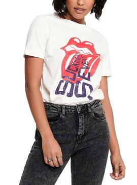 T-Shirt Only Rolling Stones Blanc Femme