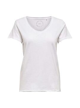 T-Shirt Only Brews V-Neck Blanc Femme
