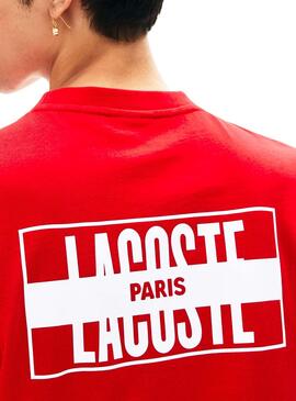 T-Shirt Lacoste Live Paris Rouge Pour Homme