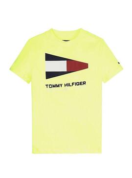 T-Shirt Tommy Hilfiger Flag Sail Neon pour Garçon