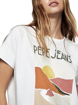 T-Shirt Pepe Jeans Poppy Blanc pour Femme