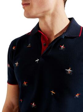 Polo Hackett Pattern Blue Marin pour homme