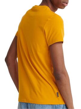 T-Shirt Superdry Core Faux Suede Yellow Hommes