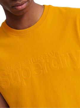 T-Shirt Superdry Core Faux Suede Yellow Hommes