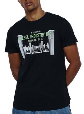 T-Shirt Diesel Industry Noire pour homme