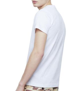 T-Shirt Diesel Label Blanc pour homme