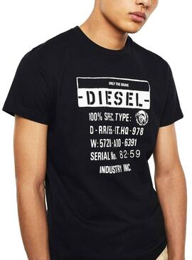 T-Shirt Diesel Label Noir pour homme