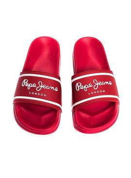 Sandales Pepe Jeans Slider Logo Rouge Garçon