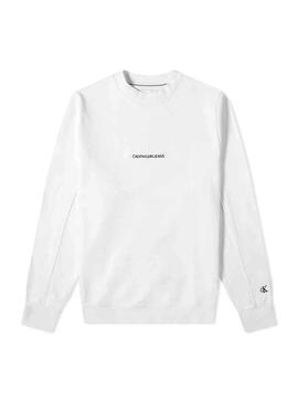 Sweat Calvin Klein Chest Logo Blanc Homme