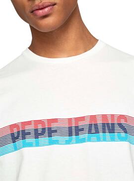 T-Shirt Pepe Jeans Marke Blanc pour Homme