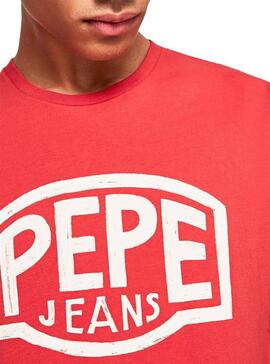 T-Shirt Pepe Jeans Earnest Rouge pour Homme