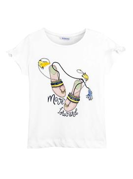 T-Shirt Mayoral Flip Flops Blanc pour Fille