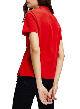 Polo Tommy Jeans Badge Rouge Pour Femme