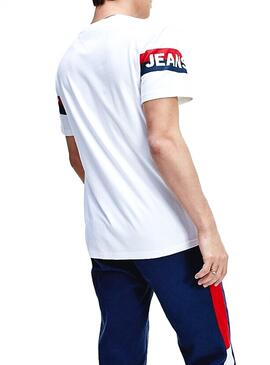 T-Shirt Tommy Jeans Double Stripe Blanc