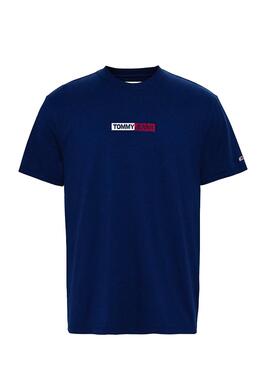 T-Shirt Tommy Jeans Embroidered Bleu pour Homme
