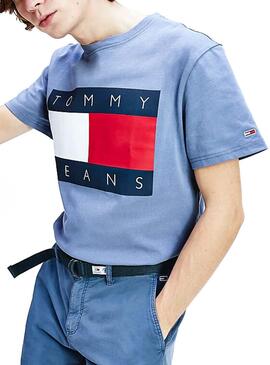 T-Shirt Tommy Jeans Big Flag Bleu Homme