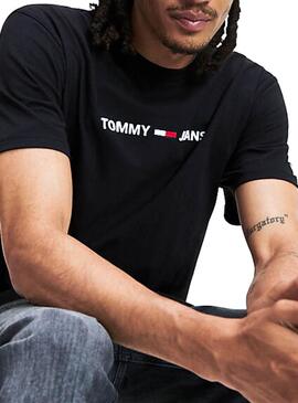 T-Shirt Tommy Jeans Small Logo Noire pour Homme