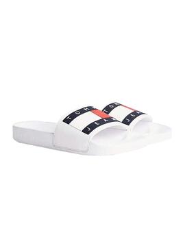Tongs Tommy Jeans Flag Blanc pour Homme
