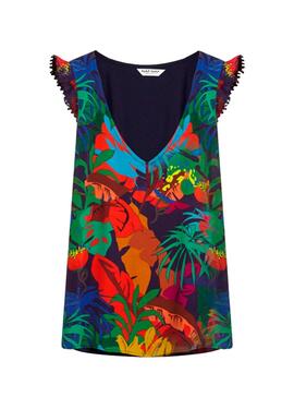T-Shirt Naf Naf Tropical Multicolore pour Femme