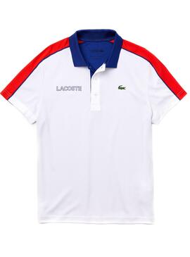 Polo Lacoste Block Ultra Dry Blanc pour Homme