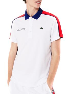 Polo Lacoste Block Ultra Dry Blanc pour Homme