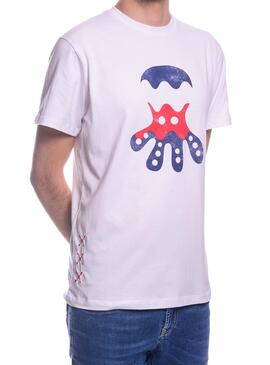 T-Shirt El Pulpo Waves Logo Blanc pour Homme