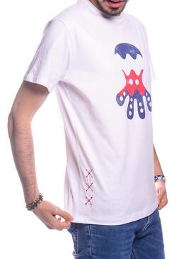 T-Shirt El Pulpo Waves Logo Blanc pour Homme