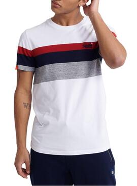 T-Shirt Superdry Classic Stripe Blanc Homme