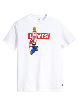 T-Shirt Levis Super Mario Blanc pour Homme
